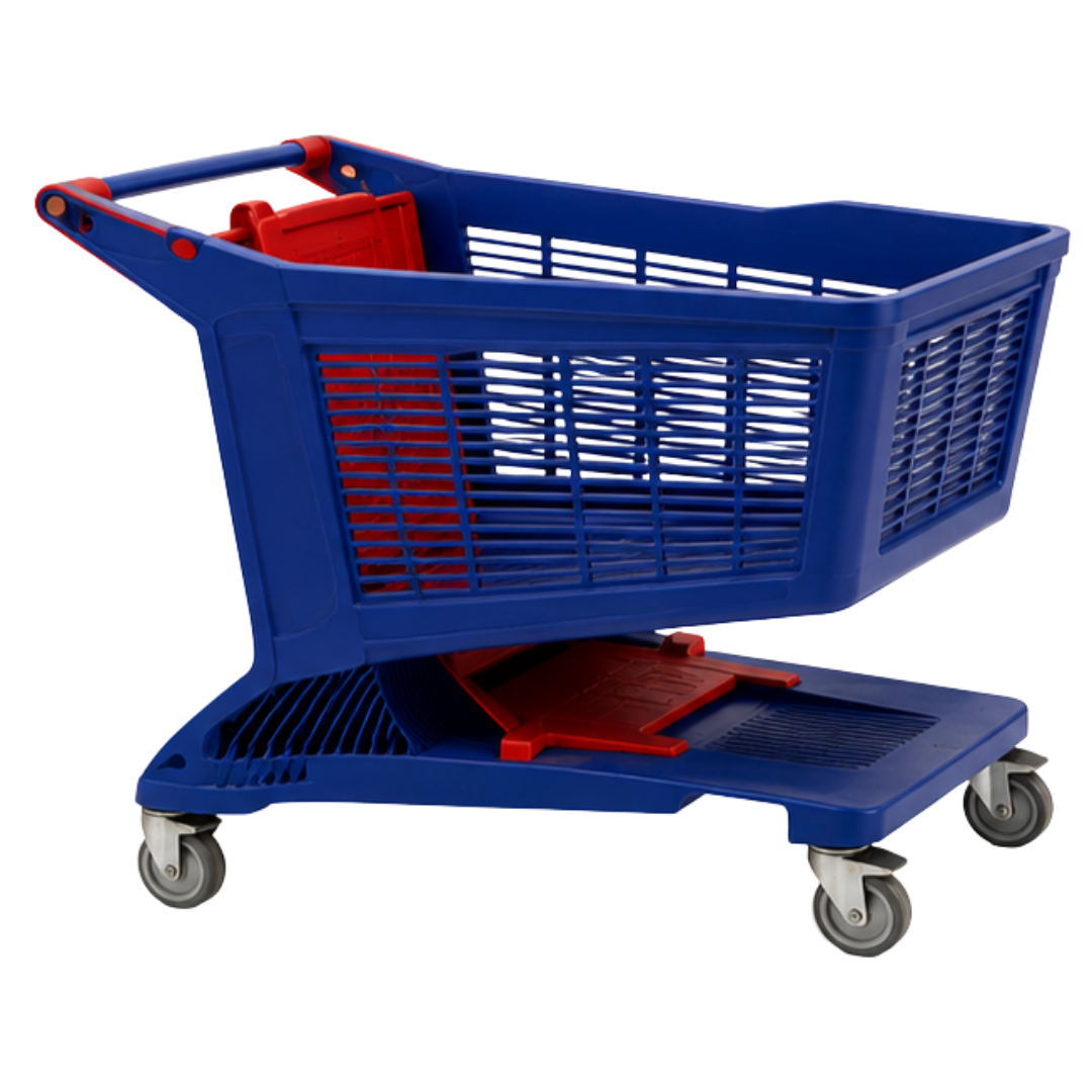 Blue Plastic Shopping Cart Trolley