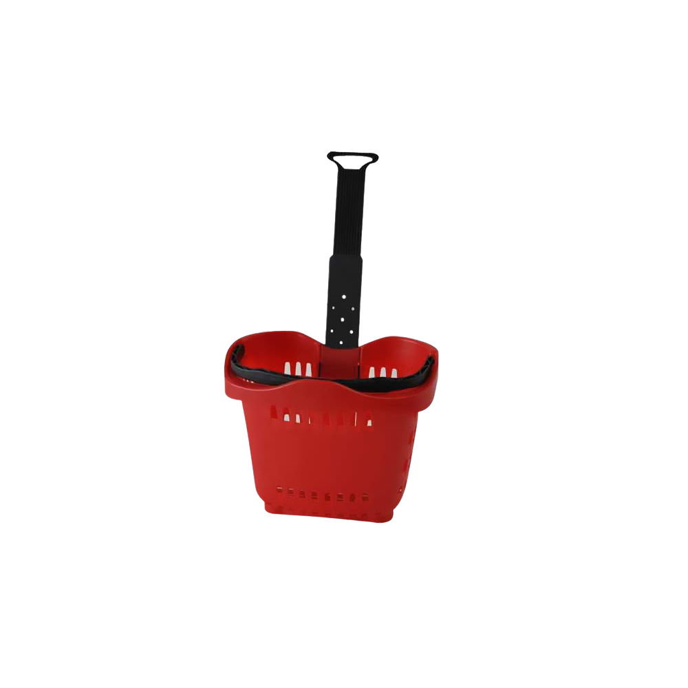 Red Pull-Handle Shopping Basket