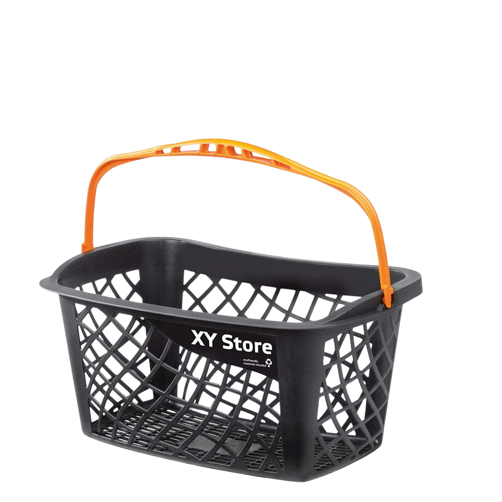 Black Shopping Basket with Orange Handle