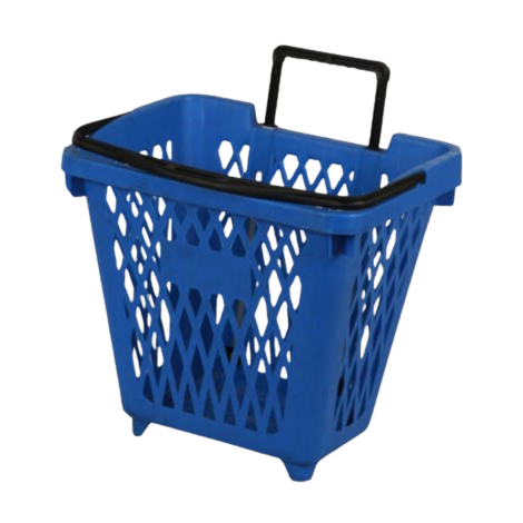 Blue Shopping Basket with Pull Handle
