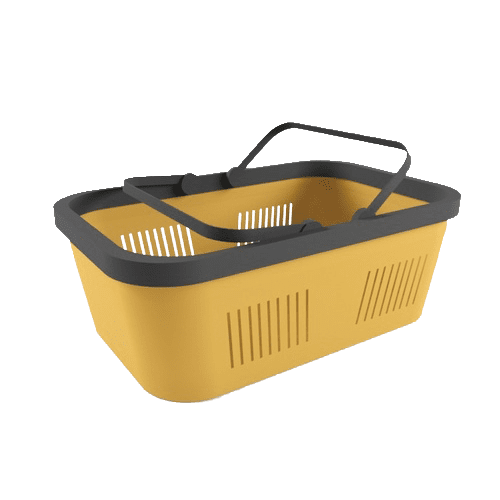 Yellow Shopping Basket with Black Handle