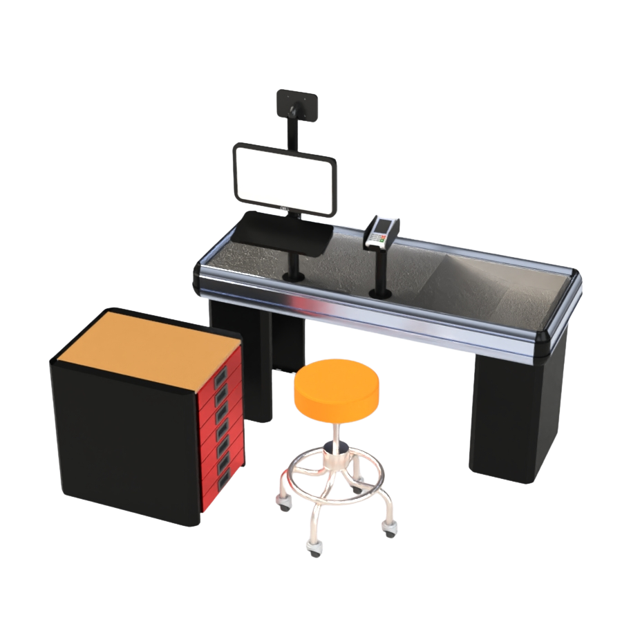 Modern Checkout Counter with Stool